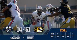 UT MARTIN FOOTBALL FALLS VICTIM TO EXPLOSIVE MISSOURI OFFENSE, DROPPING  OPENER 51-14