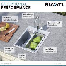 Maybe you would like to learn more about one of these? 15 X 20 Inch Workstation Drop In Topmount Bar Prep Rv Sink 16 Gauge Stainless Steel Ruvati Usa