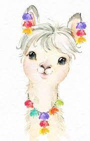This circle is only a help guideline. Little Llamas Watercolor Animals Clipart Alpaca Portrait Flowers Kid Country Cute Baby Llama Nursery Art P Cute Art Animal Clipart Watercolor Animals