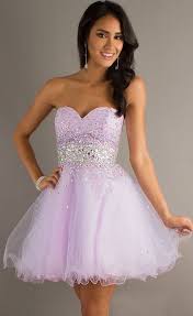 Sequins Rhinestone Embellished Light Purple Short Dress Strapless Prom Dresses Prom Dresses Short Dresses