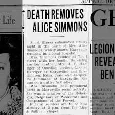 Death Removes Alice Simmons