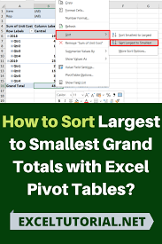 How To Sort Largest To Smallest Grand Totals With Excel Pivot Tables Pivot Table Pivot Table Excel Excel Tutorials