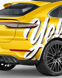 Download Coupe Crossover Suv Mockup Back Half Side View In Vehicle Mockups On Yellow Images Object Mockups PSD Mockup Templates
