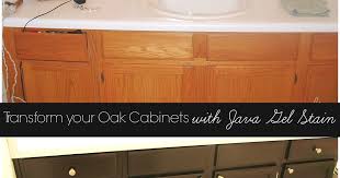 Again a new bathroom vanity can be very expensive, but updating your old one doesn't have to be. Transform Your Golden Oak Cabinets With Java Gel Stain Occasionally Crafty Transform Your Golden Oak Cabinets With Java Gel Stain
