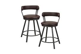 Axel Brown Metal Swivel 25.5" Counter Height Stool Set Of 2