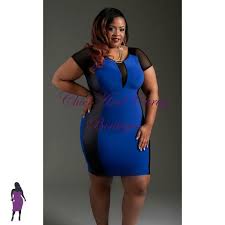 New Plus Size Bodycon With Black Side Strip And Mesh Short Sleeves In Blue Available At Http Www Chicandcu Big Size Fashion Chic And Curvy Plus Size Fashion