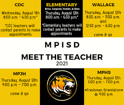 2021 Meet The Teacher Mount Pleasant Isd