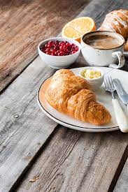 Continental Breakfast With Croissant Coffee And Fruits Food Amazing Food Photography Coffee Breakfast