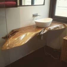 Plan Vasque Salle De Bain Original Et Nature En Tranche De Racine De Teck Massif Chez Un Client Du 06 Pie Meuble Vasque Bois Meuble Bois Massif Meuble Vasque