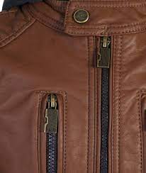 Boys Faux Leather Biker Hooded Jacket Cognac W Flap Pocket C41802m2ne7 Boys Clothes Style Leather Jacket Girl Faux Leather Biker Jacket