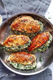 Balsamic and herb glazed chicken, stuffed with artichoke, bell pepper, and fennel. Spinach Artichoke Stuffed Chicken Breast Cafe Delites