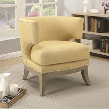 Accent chairs that accomplish both of these tasks come in a variety of types, styles, sizes, materials another unique style of accent furniture is the balloon chair. Mid Century Design Yellow Chenille Living Room Accent Chair With Nailhead Trim On Sale Overstock 28426059