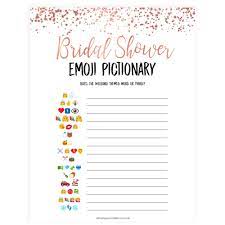 Or if the emoji game isn't up your alley, you might like this oh baby printable baby shower game instead! Bridal Emoji Pictionary Rose Gold Shop Printable Bridal Shower Games Ohhappyprintables