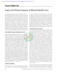 Pdf Legal And Ethical Aspects Of Mental Health Care