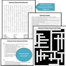 Given one letter and clue, guess the word tips : Literary Terms Crossword Puzzle And Word Search By Msdickson Tpt