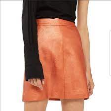 Topshop Skirts Topshop Faux Leather Skirt In Orange Rust Poshmark