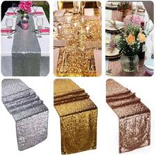 Satin Al Yeni Altin Gumus Sampanya Pullu Masa Runner Dugun Piriltili Bling Masa Ortusu Parti Dekor Tl217 21 Dhgate Comda
