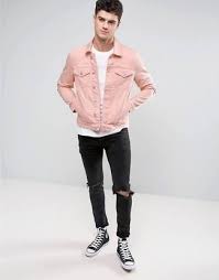 I'll then follow that up with 5 more jean jacket outfits. Men S Pink Denim Jacket White Crew Neck T Shirt Black Ripped Jeans Black And White Canvas High Top Sneakers Pink Denim Jacket Denim Outfit Men Black Outfit Men