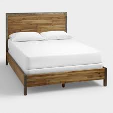 Wood And Metal Aiden Bed V1 World Market Good Price But Maybe A Little Too Rustic Bed Frame And Headboard Queen Bed Frame Bed Furniture