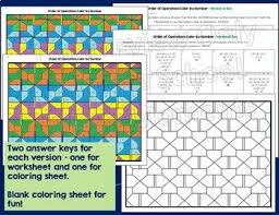 Direct grade 4 and grade 5 children to multiply or divide first, then add or subtract to solve. Order Of Operations Math Color By Number Order Of Operations Math Coloring Math