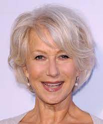 Helen Mirren Short Straight Light Platinum Blonde Hairstyle Grey Hair Wig Remy Human Hair Wigs Short Hair Styles