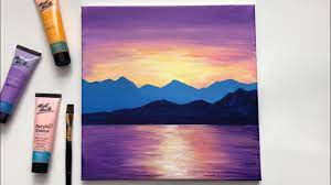 Use them in commercial designs under lifetime, perpetual & worldwide rights. Yellow Purple Sunset Mountains Acrylic Painting For Beginners Step By Step On Canvas Youtube