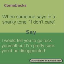 How To Respond When Someone Says They Don T Care Comebacks And Insults Sarcasm Comebacks Witty Comebacks