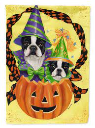 Boston Terrier Halloweenies Flag Garden Size Ppp3033gf In 2021 Boston Terrier Halloween Boston Terrier Art Animal Paintings