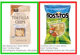 365 Restaurant Style White Corn Tortilla Chips Contains 160 Mg Sodium Per 100 Grams Versus Tostitos Hint Of Lime Whit Tortilla Chips Corn Tortilla Chips Chips