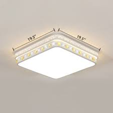 Led recessed flush mount color changing led surface mounted round led acrylic ceiling light. White Square Led Flush Mount Light Acrylic Modern Ceiling Lamp With Clear Crystal Decoration For Living Room Takeluckhome Com