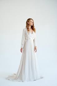Silk Wedding Dress March Boho Wedding Gown Ivory Bridal Gown Bohemian Wedding Long Sleeve Wedding Dress Simple Bridal Dress V Neck Ivory Bridal Gown Boho Wedding Gown Simple Bridal Dresses