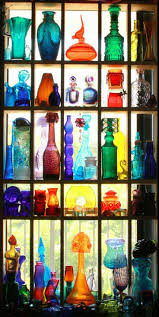 Colorful Colors Colored Glass Bottles Displaying Collections Colored Glass