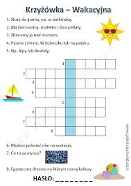 Zobacz wakacyjna kolorowanka praca zbiorowa w najniższych cenach na allegro.pl. Krzyzowka Wakacyjna Dla Dzieci Do Wydruku Polish Language Plant Lap Book Fun Learning