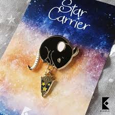 Star Carrier Enamel Pin Glow In The Dark Animals With Lantern Stars Gold Silver Mouse Mice Rat Cute Fantasy Forest Kawaii Accessory Enamel Pins Glow In The Dark Kawaii Accessories