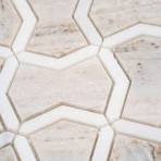 Apollo Tile Mirage 4 in. x 4 in. Polished Warm Beige White Marble Bowtie  Mosaic Wall and Floor Tile Sample (0.14 sq ft) APLSAH88IR05ASM