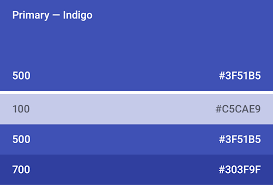 To make indigo, blue has to be the dominant. Color Style Material Design