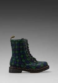 Dr Martens Drench 8 Eye Rain Boot In Black Watch Tartan Boots Black Watch Tartan Shoe Boots