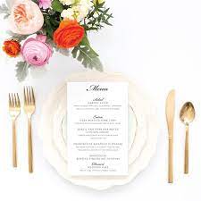 Classic Ivory Printed Wedding Menu Cards Custom Dinner Menus Etsy Printed Wedding Menus Simple Wedding Reception Wedding Dinner Menu