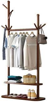 Zhouminli Household Products Modern Simplicity Solid Wood Coat Rack Stand Coat Tree Hallway Shoe Rack Wi Standing Coat Rack Shoe Rack With Shelf Wood Coat Rack