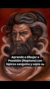 Aprende a dibujar con sanguina y sepia a Poseidón