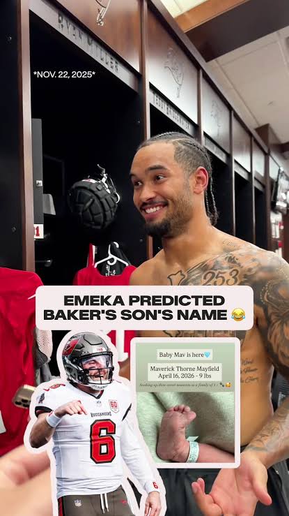 Emeka predicted Baker Mayfield\'s son\'s name almost five months ago 👶🤣  #bakermayfield #baby #babyboy #dad #family
