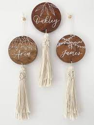 Boho Botanical Name Wall Hanging In 2021 Wall Hanging Name Decorations Boho Wall Hanging