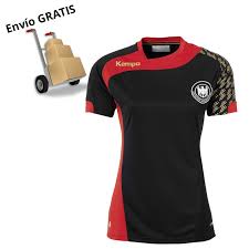 Está camiseta negra de alemania 2020 esta confeccionada con un tejido transpirable que repele el sudor para mantenerte fresco, seco y cómodo dentro y fuera. Deporshop Tienda Material Deportivo Camiseta Kempa Seleccion Alemana Mujer