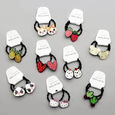 2 Pcs Cartoon Animal Elastic Hairband Tie Elastic Hair Bands Girls Hair Accessories Hair Band