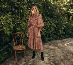 Rosetta Dress Cream Rust Prancing Fawn Floral 2020 Elbise Kadin Modasi Kadin