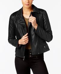 Guess Studded Faux Leather Moto Jacket Created For Macy S Leather Moto Jacket Faux Leather Moto Jacket Faux Leather Motorcycle Jacket