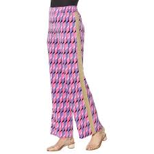 A covered elastic waistband holds the palazzo pants securely and comfortably on the waist. Iman Global Chic Palazzo Pant With Gold Trim 9856260 Hsn