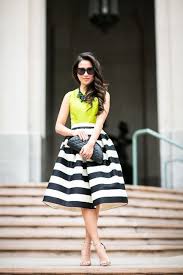 Black And White Striped Skirt Outfit Ideas Neon Winter Striped Midi Skirt Chartreuse Top Wendy S Lookbook Striped Midi Skirt Striped Skirt Outfit Fashion