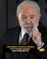 El presidente de Brasil, Luiz Inácio Lula da Silva, insistió este viernes  en que no reconoce la supuesta victoria de Nicolás Maduro, pese a la  decisión del Tribunal Supremo de Justicia (TSJ)