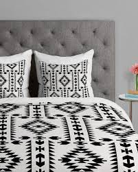 Monster floral skulls bedding set. Tribal Geometric Pattern Black And White Duvet Cover Bed Decor White Duvet Covers Bed Linens Luxury
